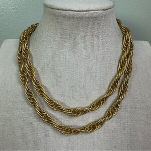 Gold Tone Opera Rope Chain Necklace Chunky Vintage 36 Inch